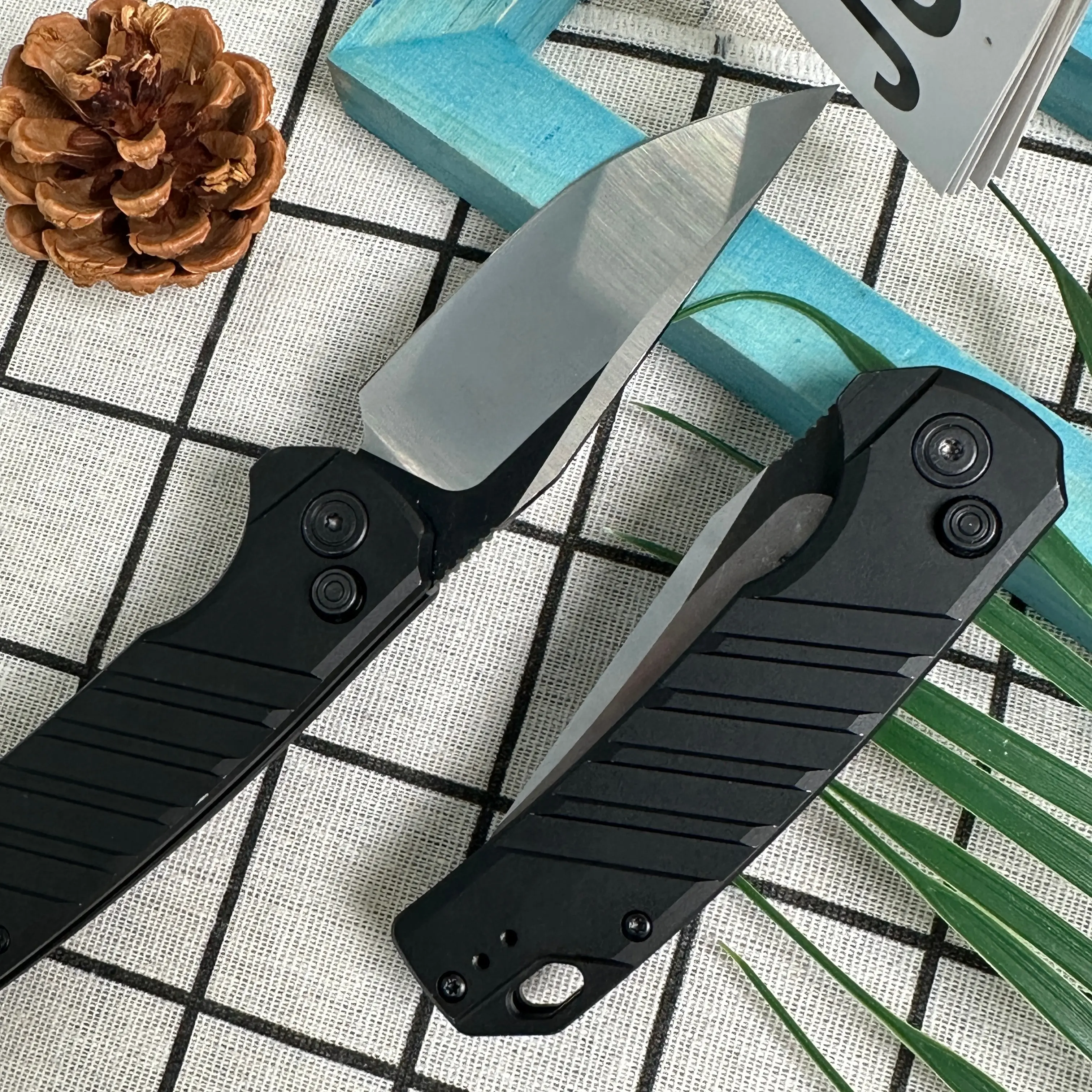 7305 Black Folding Knife with Non-Slip Handle, EssentialforOutdoor Hiking, Camping & BBQ Lightweight PortableEDCJtility Tool.