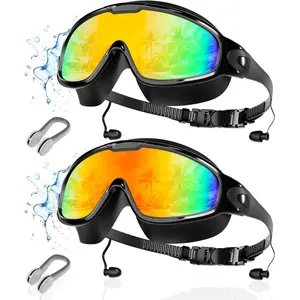 Swimming Goggles Anti-Fog UV Protection Leak-Proof, Comfortable Wide Vision for Adults Men Women Teens, Durable Design Swim Gear Set