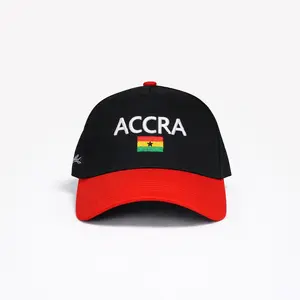 ACCRA HAT Unisex Black/Red Baseball Cap Nigerian Flag Flat Brim Durable Materials for Men Women Stylish Accessory Versatile for Casual Outing