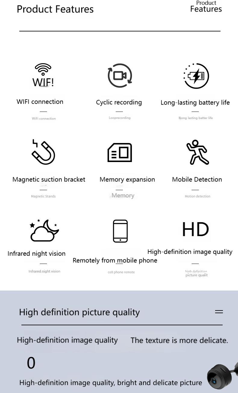 Mini HD WiFi Wireless Remote Night Vision Camera / Night Vision Action Camera, Basic style wifi