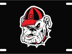 University of Georgia Old Bulldog Head on Black License Plate