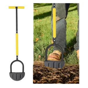 Half Moon Shovel with Wide Foot, Manual Lawn Edger with Steel Blade, T-Handle, Wide Pedal, Comfort Sponge Cover for Garden Path Edging, Trimming Sidewalks,  Landscapes, Flower Beds, Patios