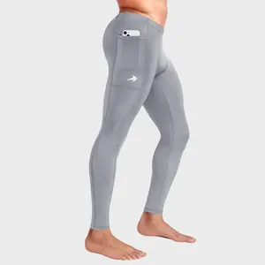Men's Compression Pants, Breathable Nylon Tights with Pockets, Base Layer for Optimal Muscle Efficiency and Recovery, Dark Gray