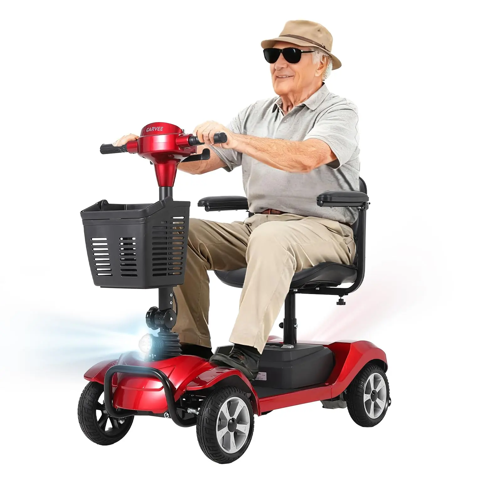 Folding Mobility Scooter for Adults Seniors, 350W Portable Electric 4 Wheel Scooter with 20 Mile Range, Lightweight One-Step Foldable Travel Power Scooter with 9" Airless Tires, Adjustable Seat