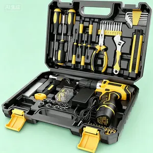 166-Piece Home Repair Tool Set with Cordless Power Drill, Battery, Charger & Portable Tool Box for Basic Repairs in House, Apartment, Garden, Office - General Tool Kit for Men and Women