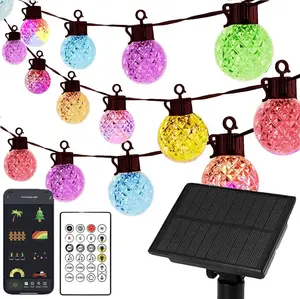Solar  String , 20  Bulbs, 8 Modes IP44 Waterproof 3000K Warm White Fairy , 5M Outdoor Christmas Decor for Patio, Backyard, Garden nightstand with led lights