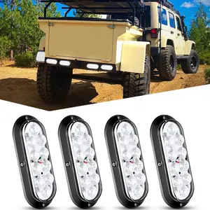 Nilight 6 Inch Oval White Upgrade LED Trailer Tail Lights (4PCS)