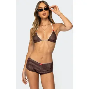 Edikted Women's Pinstripe Triangle Bikini Top