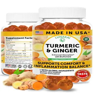 Lunakai USA Made Turmeric and Ginger Supplement Gummies 500mg with Black Pepper – High Absorption Curcumin Turmeric Gummies for Joint Comfort, Daily Immune Support, Non-GMO, 60ct