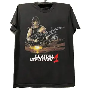 RAMBO'S LETHAL WEAPON BLACK T-SHIRT SIZE S-3XL