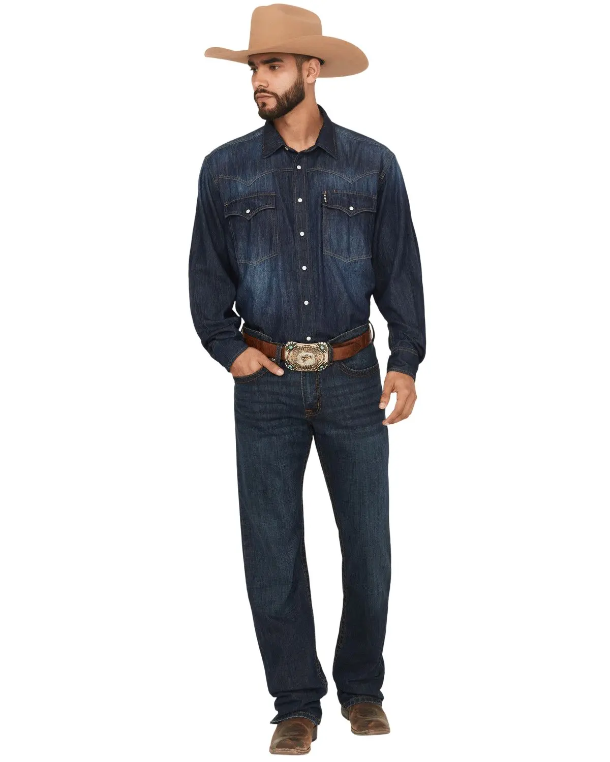 Cinch Men's Grant Dark Wash Relaxed Bootcut Stretch Denim Jeans - Mb31937001