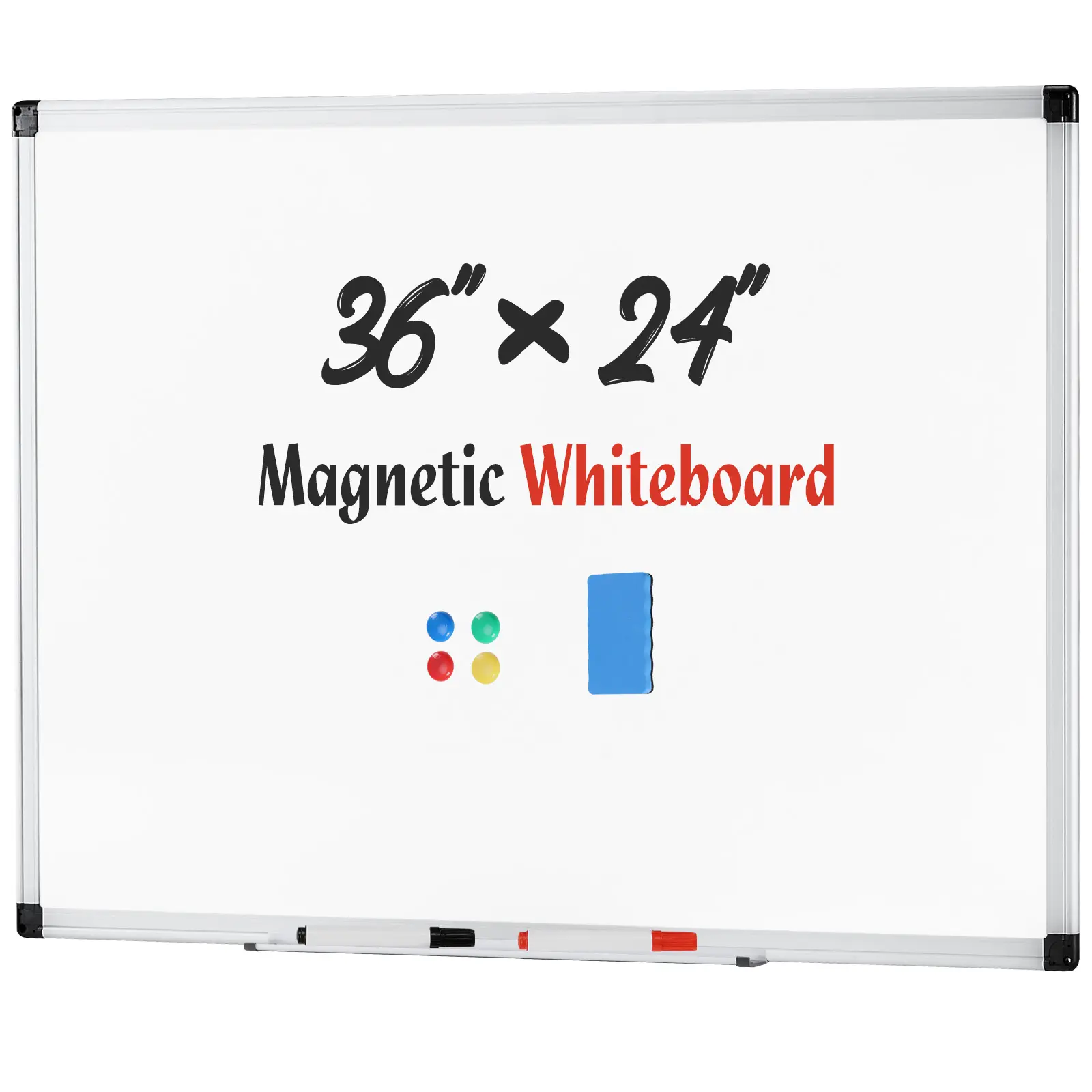 Magnetic Dry Erase Board, White for Home Office School,1 Dry Eraser & 2 Dry Erase Markers & 4 Push Pin Magnets Learning Tool Learning Set Magnetic Dry Erase Board, White for Home Office School,1 Dry Eraser & 2 Dry Erase Markers & 4 Push Pin Magnets Learning Tool Learning Set