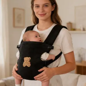 Baby Bear Head Carrier Strap, Soft Skin-Friendly Breathable, Cozy Wrap Carrier, Ergonomic Multi-Functional Baby Travel Gear, Adjustable Straps, 4-In-1 Portable