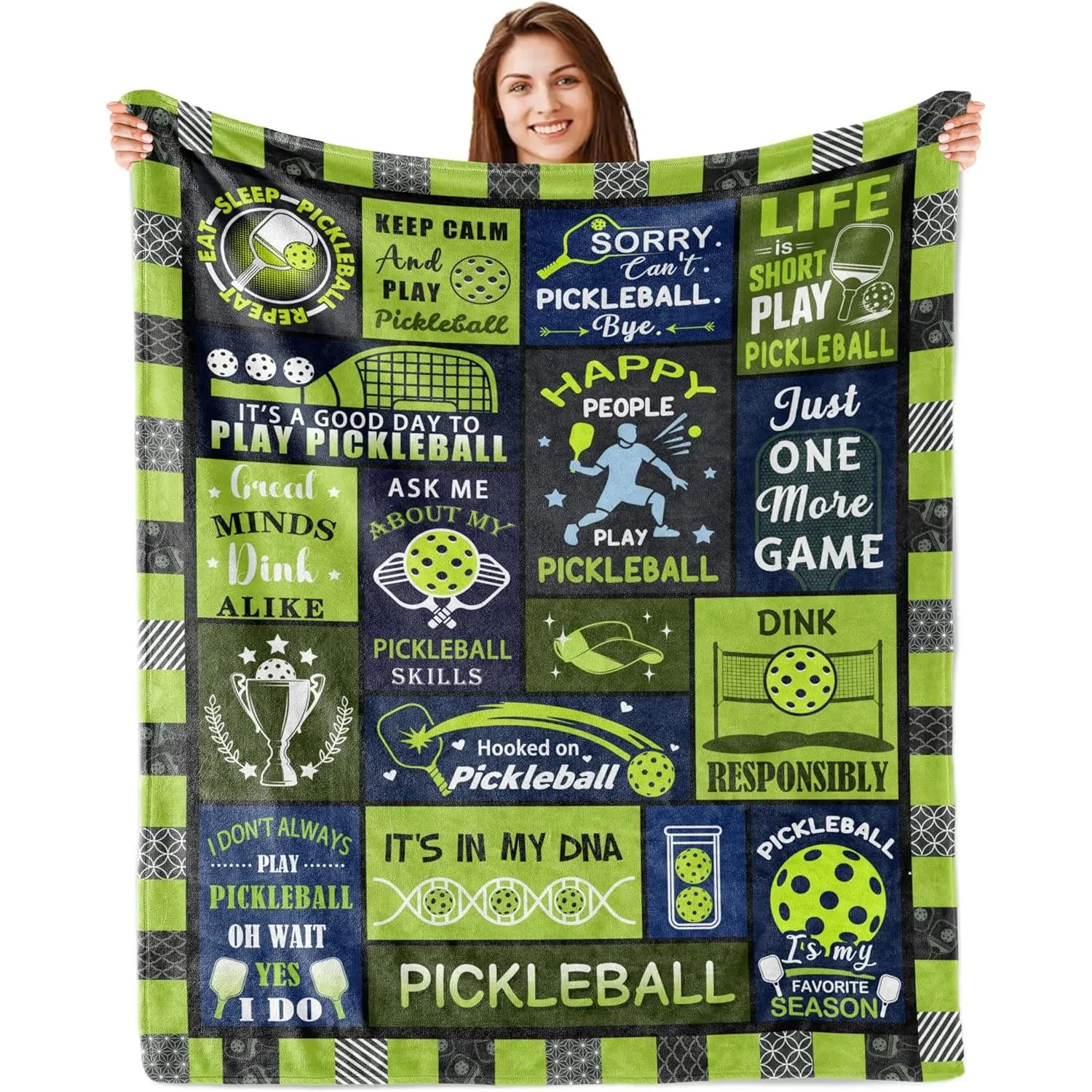 Pickleball Gifts Blanket, Pickleball Gifts for Women/Men, Pickleball Decorations, Gifts for Pickleball Lovers, Pickleball Party Supplies Throw Blanket for Couch Sofa 60"x50"