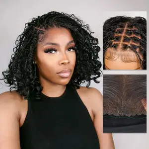 Boho Braids Water Wave 180% Glueless 6x4.5 Closure Lace with Braided Top Human Hair Wig Pre-Cut Lace