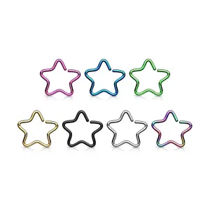 16G Star Helix Hoop • Bendable Hoop Ring • Nose Ring • Seamless Hoop • Daith Hoop • Cartilage Piercing • Tragus Hoop • Star Earring Hoop