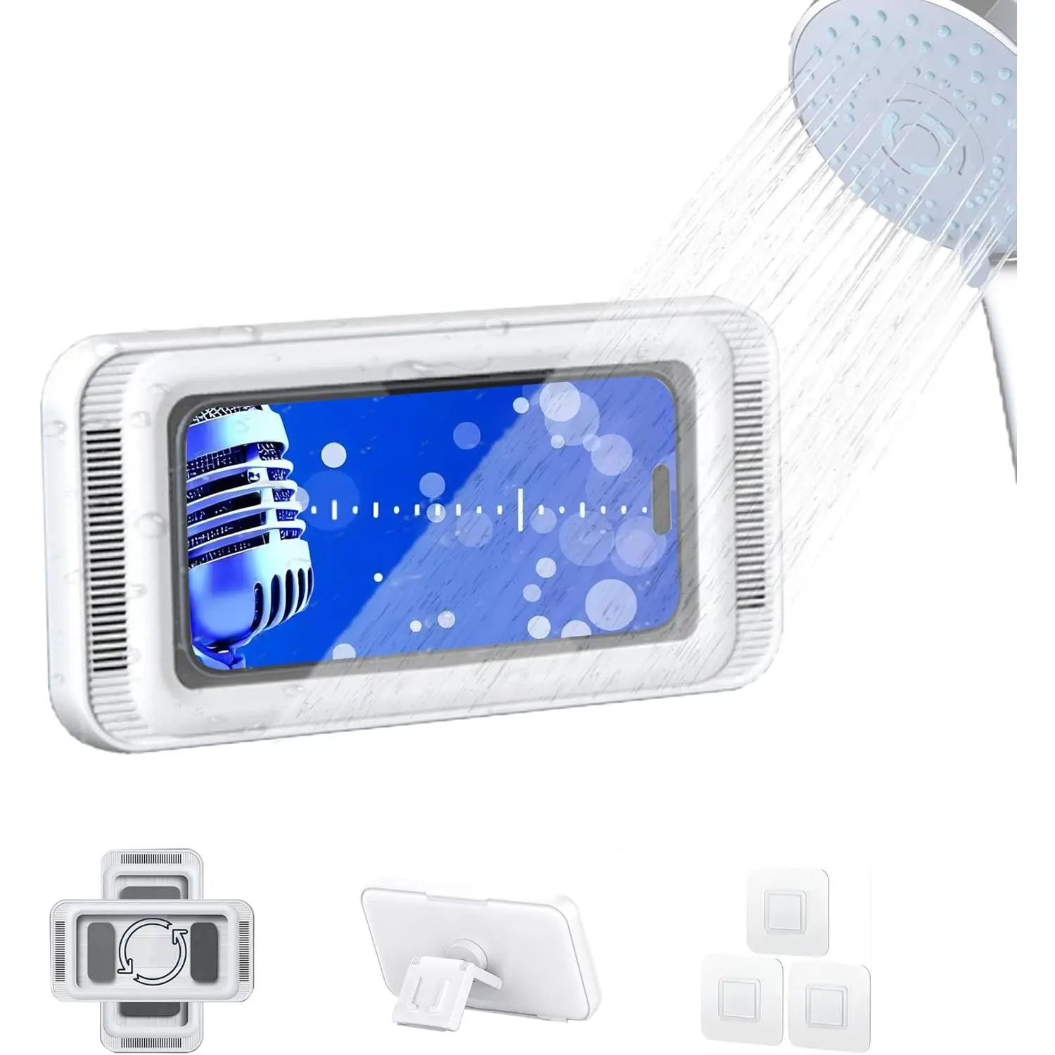 Bathroom  and Anti Fog Phone case with 360  Rotation (White)