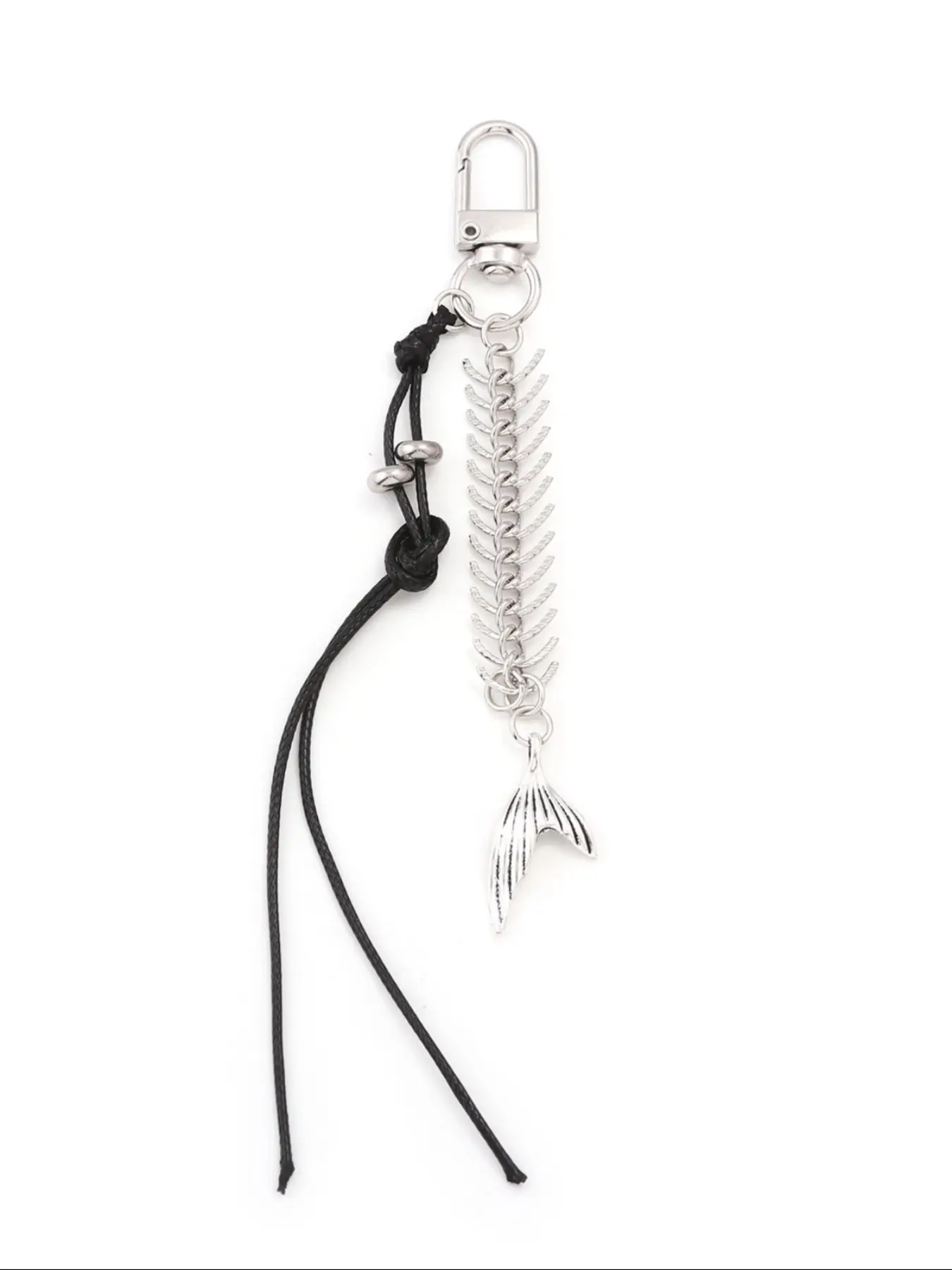 Punk Fishbone Bag Charm Keychain Lanyard, Key Charms, Keychain Accessories, Stylish Rope Accessory for Bags and Keys, Unique Design, Perfect Gift Idea