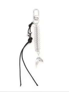 Punk Fishbone Bag Charm Keychain Lanyard, Stylish Rope Accessory for Bags and Keys, Unique Design, Perfect Gift Idea