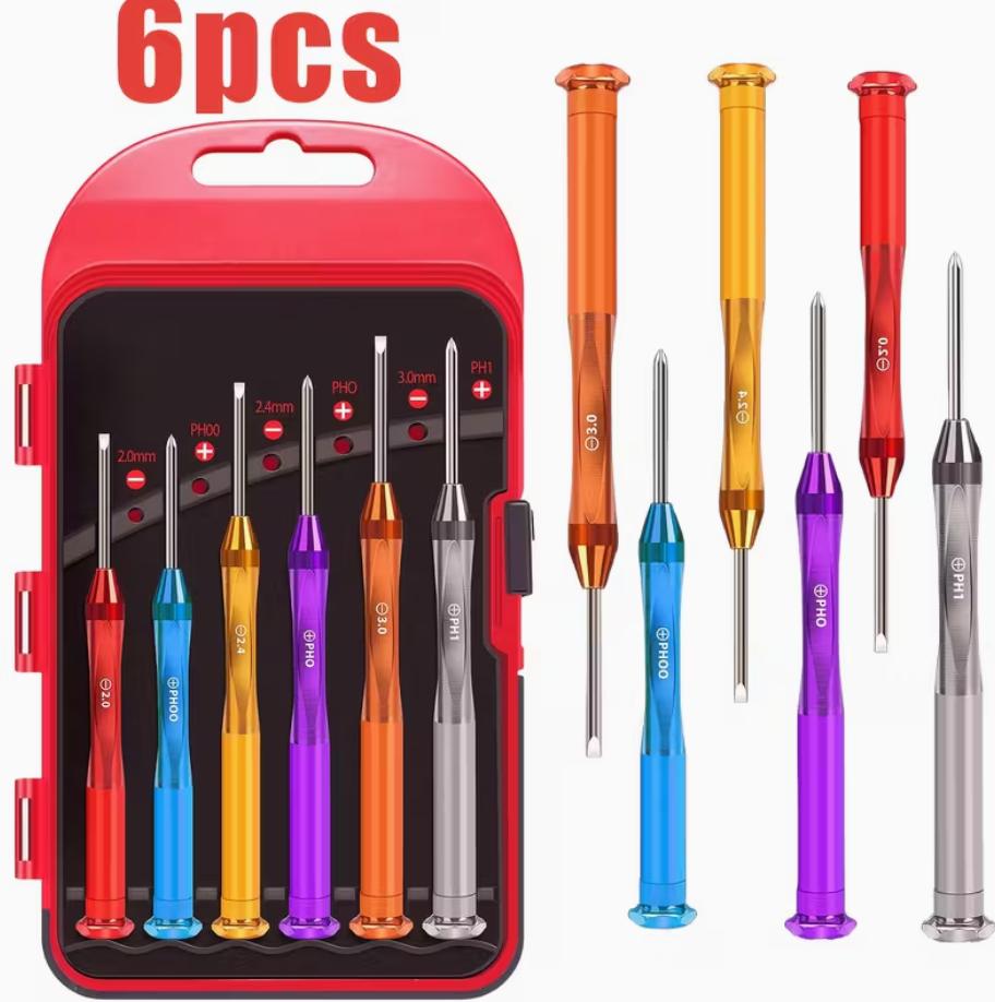 6PC Magnetic Small Screwdriver Set – Precision Mini Flathead & Phillips Screwdrivers for Eyeglasses, Watches, Electronics & Computer Repair | Cool CRV Gadget Tool Gift for Men | Christmas 2024 Ornament & DIY Gifts
