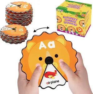Sight Word Flash Cards: Toddler Letter Learning Game Match Picture, ABC Alphabet and 1-10 Number Spin Activity Toy, Educational English Language for Teaching Kid Baby Kindergarten Preschool