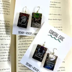 Mini Book Earrings | Dark Harmony | Emperor in the in the Evening Stars | Romance | Fantasy | Hypoallergenic Ear Wire