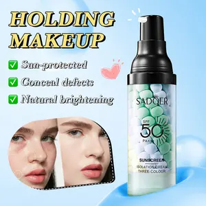 SPF 50+ PA+++ 3-in-1 Sunscreen Isolation Cream, Color Corrector Face Primer, Pre-Makeup Base for Oil Control, Moisturizing & Pore-Blurring, Luminous Even Skin Tone