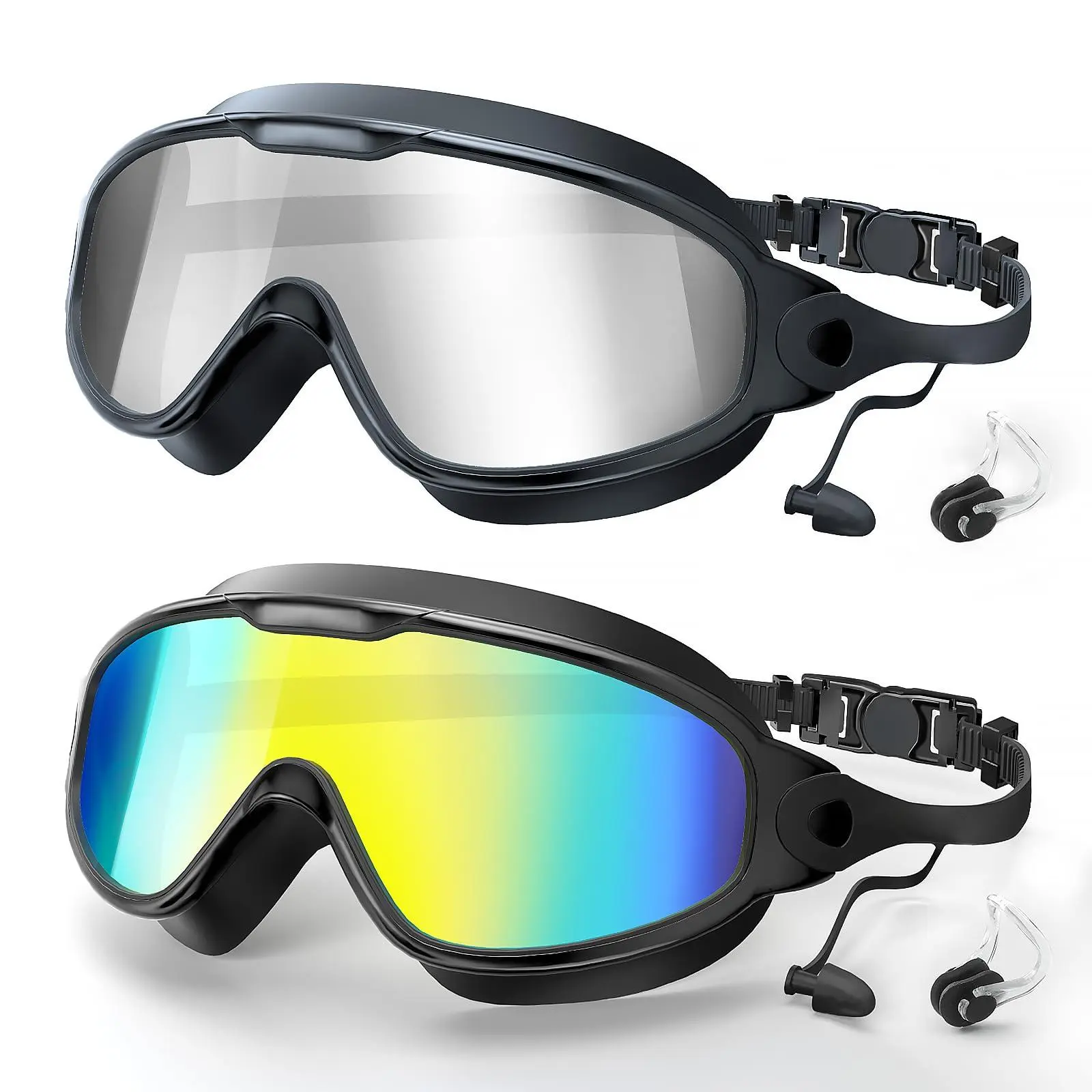 GMOX 2 PACK 180 °   Ultra Wide Angle Swimming Goggles Wide Angle Anti-Fog Anti-UV Waterproof for Adults & Children Durable Silicone Construction Cool Summer Gift Outdoor Swimming Accessories outdoorfun