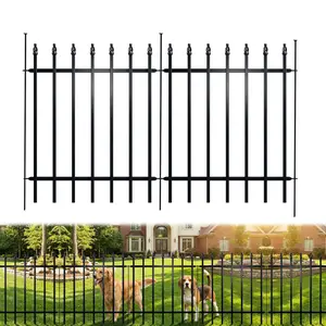 Black Metal Garden Fence — 32" High x 24" Wide (Set of 5 Panels, 10 ft Total Length) — No-Dig Installation, Rustproof Outdoor Barrier, Animal Enclosure Fence; Suitable for Dogs, Patios, Yards, Landscaping, and Flower Bed Borders