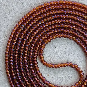 SUN BAKED - Tie On Waist Beads - 45 to 60 inches Waistbeads - Brown Waistbeads - Topaz Waistbeads - Belly Beads - Body Beads - Authentic Waistbeads - African Waistbeads Made By Venus