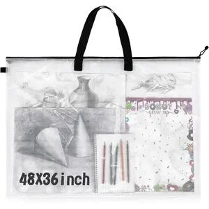1 count 36 x 48 Inch Art Portfolio Case Large Art Portfolio Bag Folder Poster Storage Bag with Handle for Bulletin Board (Black)