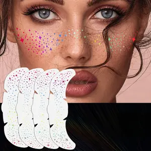 Laser Glitter Freckle Tattoo Stickers, 6 Sheets Waterproof Shiny Face Makeup Patches for Party Cosplay Halloween, Suitable for Women and Girls