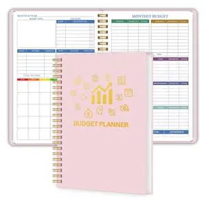 A5 Monthly Budget Planner - 14 Months Expense Tracker Notebook, Money Organizer, Pink Cover, Anytime Start Capability summervibes