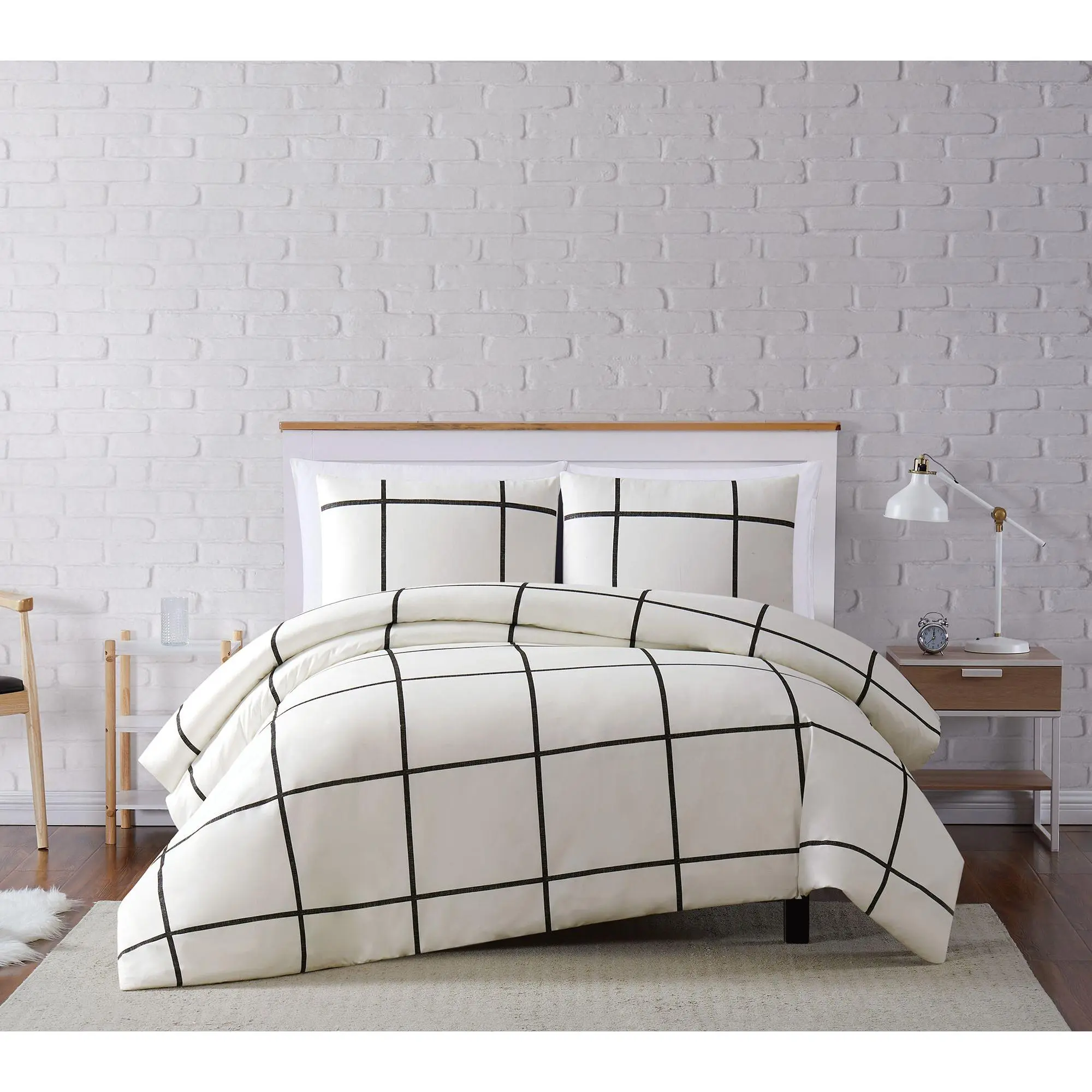 Truly Soft Kurt Windowpane Full/Queen 3-Piece Duvet Cover Set