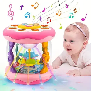 Baby Ocean Projection Lamp Toy, Sensory Interactive, Rotating Light, Volume Adjustable, Music Belly Time, Encourages Crawling and Learning, Ideal Gift