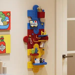 18-Piece Colorful DIY Modular Wall Storage Set, Puzzle Board Assembly for Home Office Use, Customizable Display Shelf for Crafts