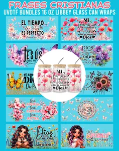 Frases Cristianas UVDTF Bundles - 16 Oz Libbey Glass Can Wrap
