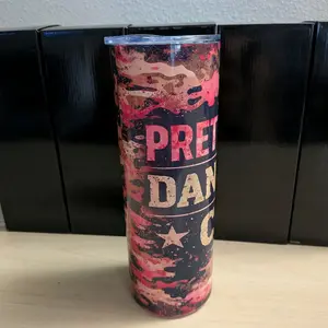 Pretty in Pink Dangerous in Tumbler with Camo Design and Star Motif