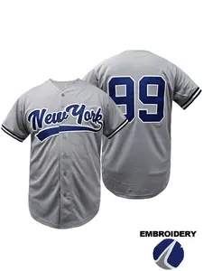Men's #2 #99 Grey Baseball Jersey, Name and Number Stitched Baseball Shirt, V-Neck Short Sleeve Button-Up Casual Tee,Breathable & Comfortable Unisex Top, Sportswear Top Ideal for Outdoor Sports & Games All-Season Wear