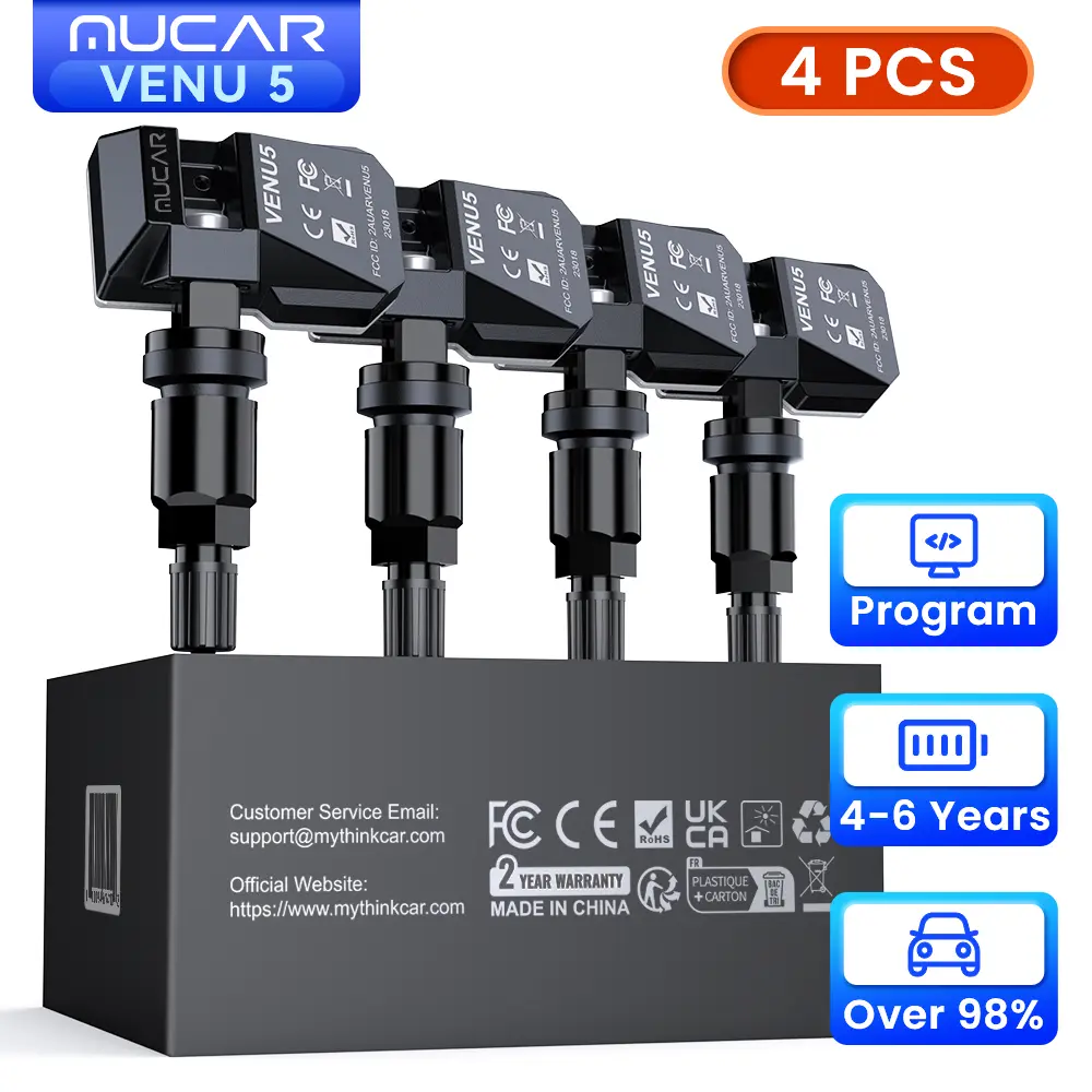 【summerfinds】MUCAR TPMS Sensors Set of 4, Tire Pressure Sensor 2 in 1 (315MHz + 433MHz) ,Third-party Tools Support Activation/Learning/Matching, Press-in OE Sensor Only Programmable by  T261, Venu i pro