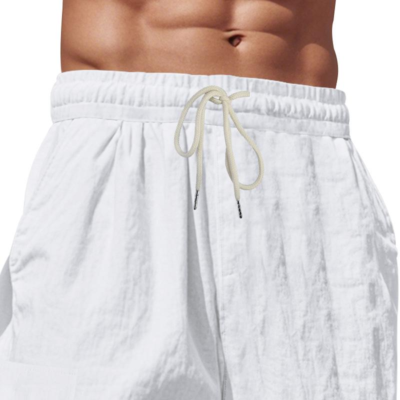 Men's Workwear Multi-pocket Straight Linen Pants Linen Four Seasons Thin Breathable Cargo Pants, Multi-pocket Loose Casual Trendy Wide-leg Pants