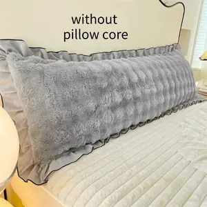 1pc/2pc Imitation Rabbit Fur Decorative Fringed Pillowcase, Soft Milk Velvet Long Couple Pillow Covers for Hotels & Bedrooms, Durable Bedding Accessories