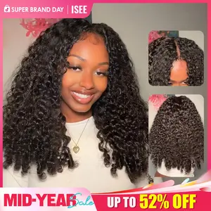 ISEE Hair V Part Sew In Wig Burmese Curly Human Hair Glueless Wig with InvisiFit Strap Beginner Friendly Vacation Hair Natural Density Convenient Wigs,summerhairstyles#SummerWins #DealsForYouDays