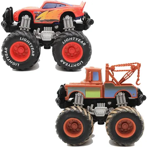 1:55 Scale High Quality Plastic Fan Diecast Collectible Car Kit - 3 Giant-Wheel Off-Road Movie Vehicle Playset with Off-Road Tire Grip, Realistic Look, 3.3 Inches Size - Collector-Ready Christmas Gift for Cars Kids, Children Enthusiasts