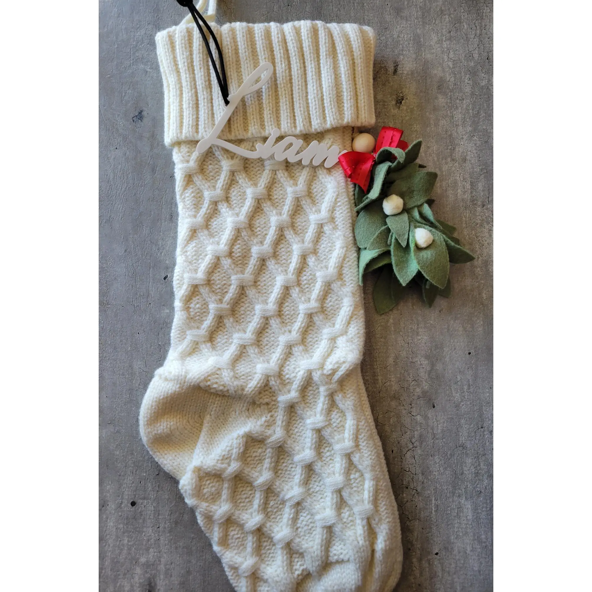 White Stocking Name Tag