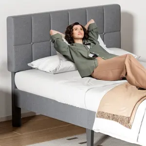 Crafted Comforts Full Bed Frame with Adjustable Headboard and Wooden Slat Support