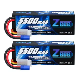 Zeee 3S Lipo Battery 5500mAh 11.1V 120C Hard Case RC Battery with EC5 Connector for RC Car 1/8 1/10 Scale Vehicles Tank Truck Boats Helicopter Racing Hobby (2 Pack)