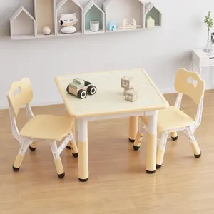 Garvee Adjustable Table and 2 Chairs Set with Graffiti Desktop, Designed for Toddlers to Use for Reading, Drawing, Playing, and Eating Activities