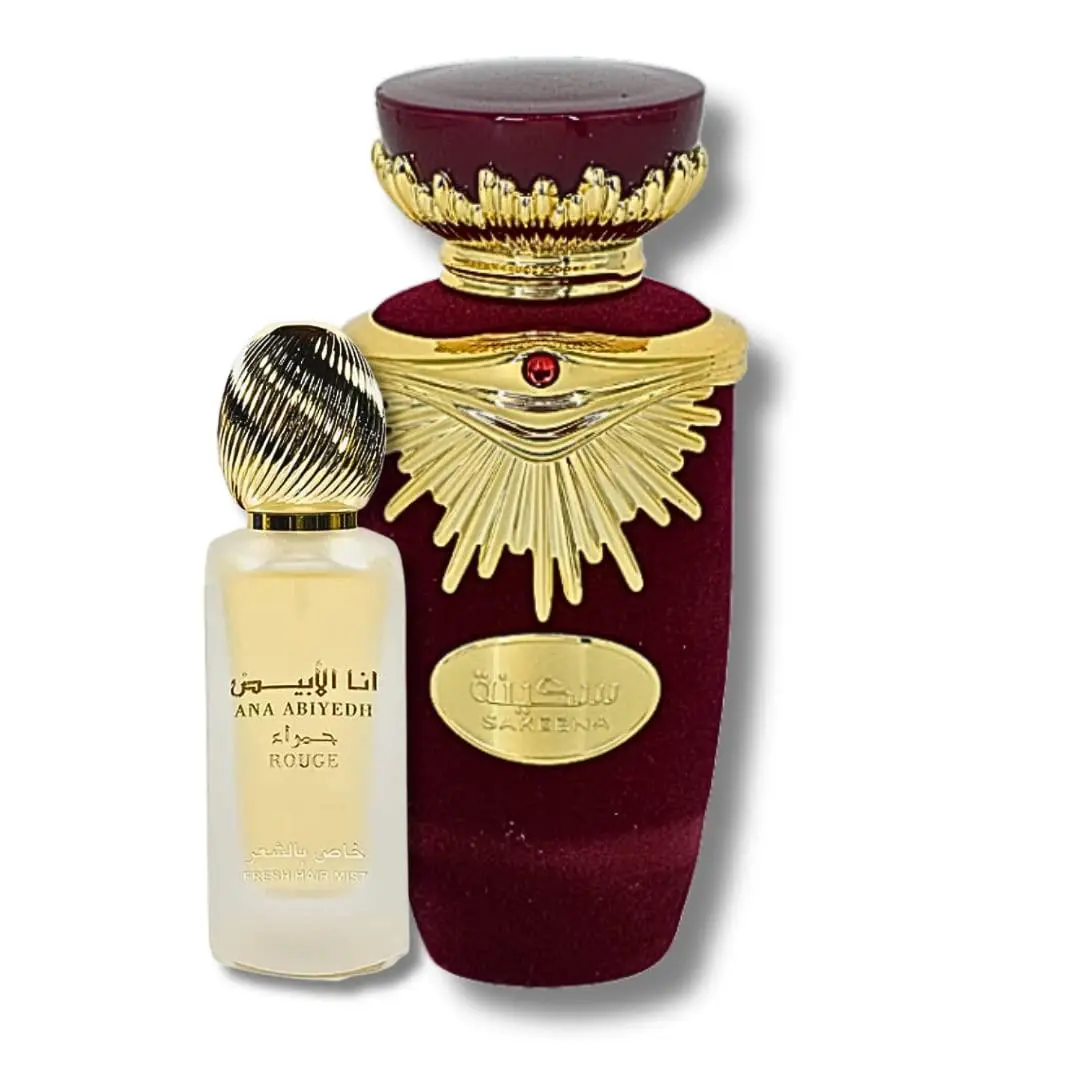 Lattafa Perfumes Sakeena EDP - 100ML (3.4Oz) & Ana Abiyedh Rouge Hair Mist 50ml value pack