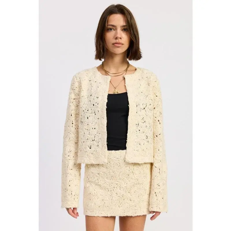 NOVELTY MACRAME CROPPED JACKET
